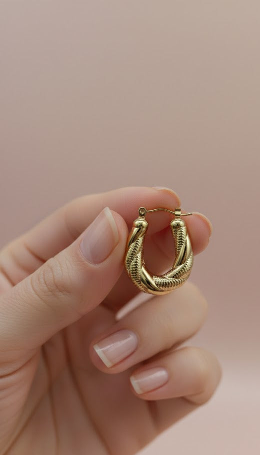 Snazzy Antique Style Twist Hoops E3