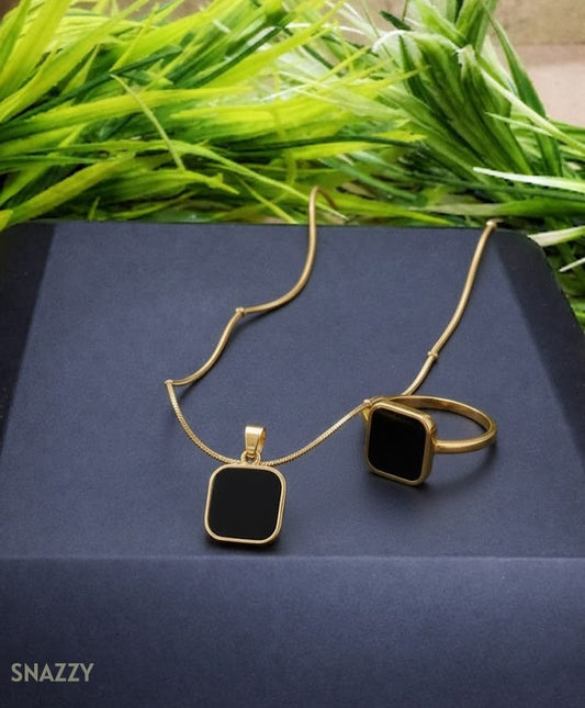 Snazzy Classic Frame Duo Set Ring+Chain S6