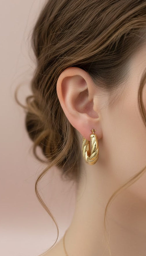 Snazzy Antique Style Twist Hoops E3